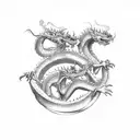 a three headed dragon eating a hotdog tattoo design idea