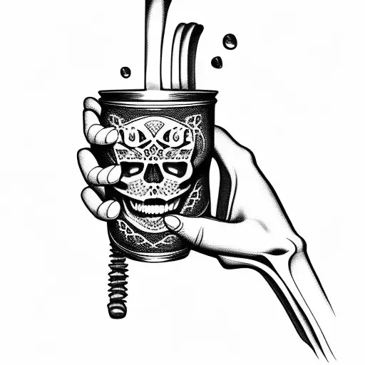 skeleton hand holding chalice tattoo design idea