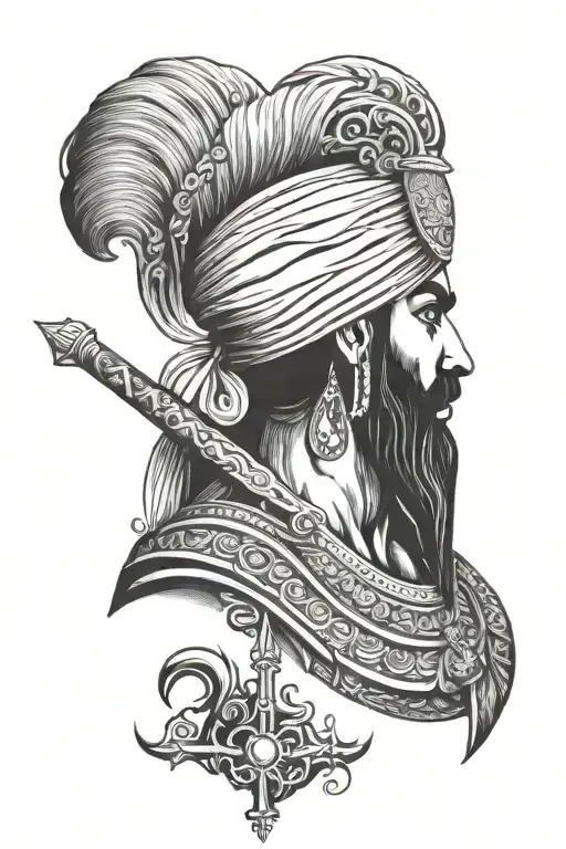 sikh warrior wielding tattoo design idea
