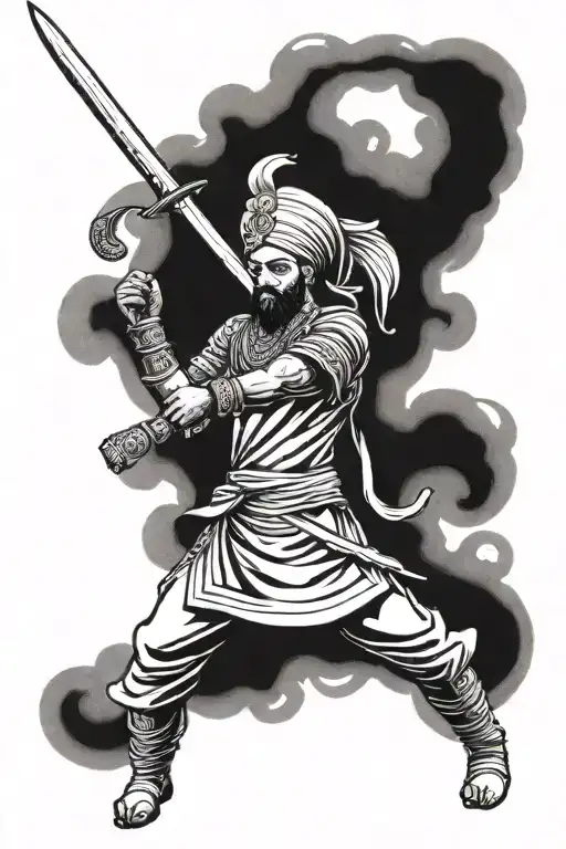 sikh warrior and sword tattoo design idea