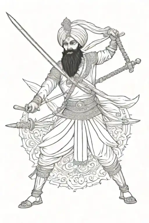 sikh warrior and sword tattoo design idea