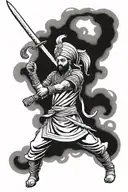 sikh warrior and sword tattoo design idea