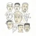 the words V-Roy, Ski Mask The Slump God, YNW Melly, Juice WRLD, xxxtentacion, Julio Foolio tattoo design idea