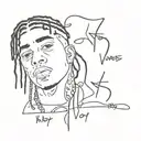 the words V-Roy, Ski Mask The Slump God, YNW Melly, Juice WRLD, xxxtentacion, Julio Foolio tattoo design idea