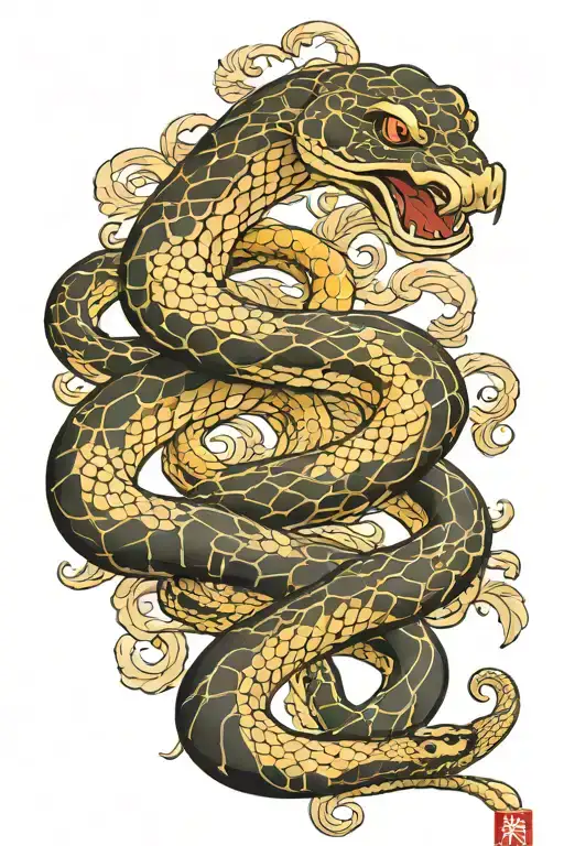 snake wrapped tattoo design idea
