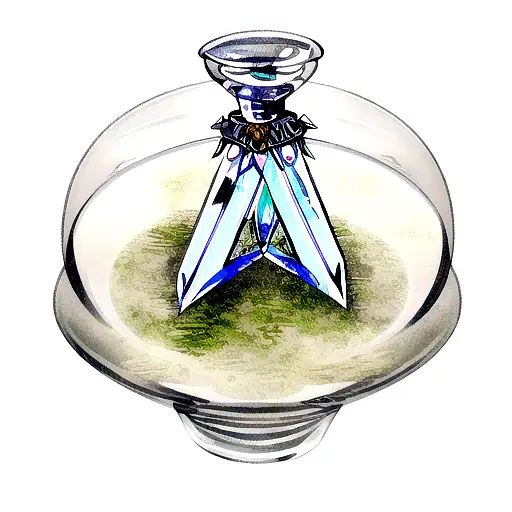 dagger in glass tattoo design idea