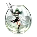 dagger in glass tattoo design idea