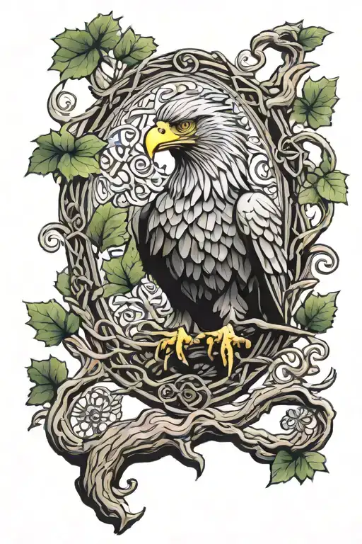 polish eagle Celtic tree of life tattoo design idea