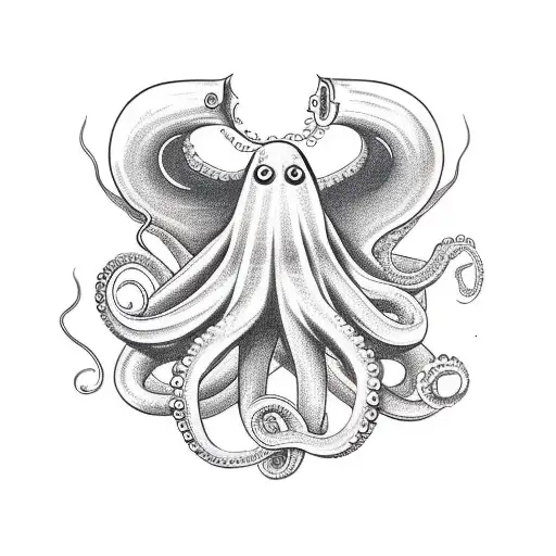 octopus olding a vintage dive helment tattoo design idea