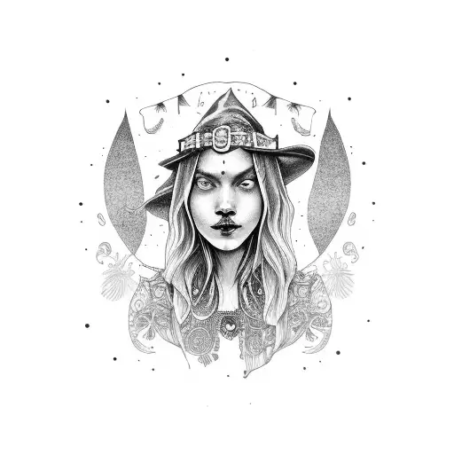 Hippie Witch Sisters tattoo design idea