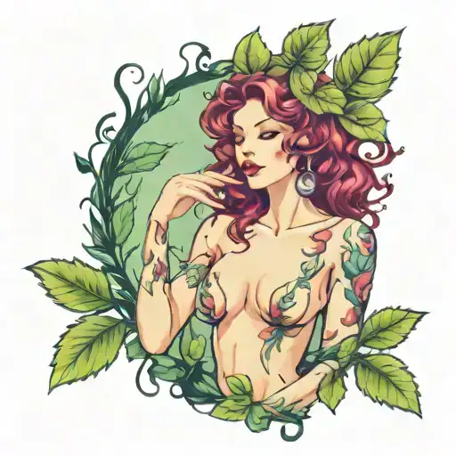 sexy human like dryad pin up girl tattoo design idea