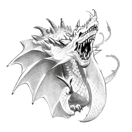 A Dnd inspired tattoo featuring a dungeon crawler facing a fearsome dragon boss tattoo design idea