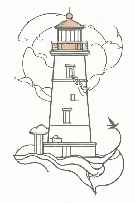 lighthouse with ship anchor tattoo design idea