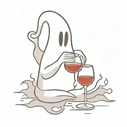 cartoon ghost pouring wine  tattoo design idea