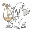 cute cartoon ghost pouring wine  tattoo design idea