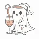 cute cartoon ghost pouring wine  tattoo design idea