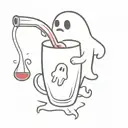 cute cartoon ghost pouring wine  tattoo design idea