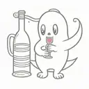 cute cartoon ghost pouring wine  tattoo design idea