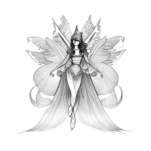 cancer fairy girl tattoo design idea