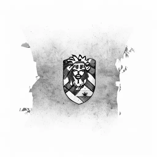 jamaican flag, lion, atlanta skyline, the words "happy are those who dream dreams, calvary crosses,  tattoo design idea
