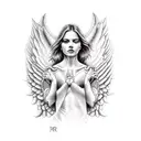 angel with snake tattoo design idea