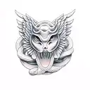 angel with snake tattoo design idea