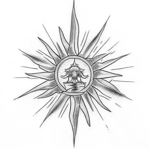 Design a tattoo that is a family crest of the last name sawyer and is a sun tattoo design idea