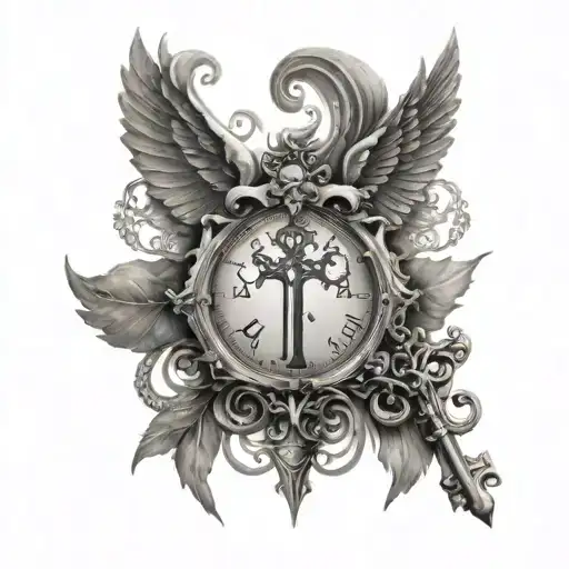 anima vestra written within a key. this represents the souls importance in acensing to the afterlife tattoo design idea