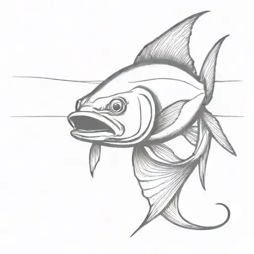 bluefish catched by lure at beach for neck tattoo design idea
