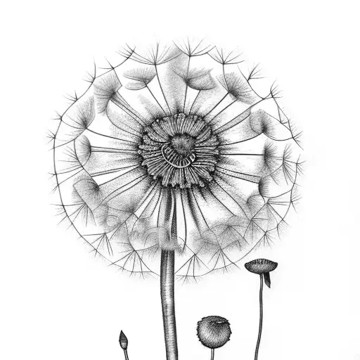 Dandelion, poppy and carnation bouquet  tattoo design idea