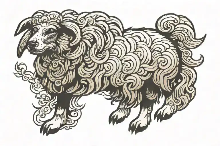 sheep shephard sheepdog tattoo design idea