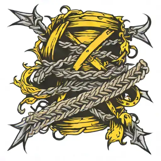 barbed wire caution tape woven tattoo design idea