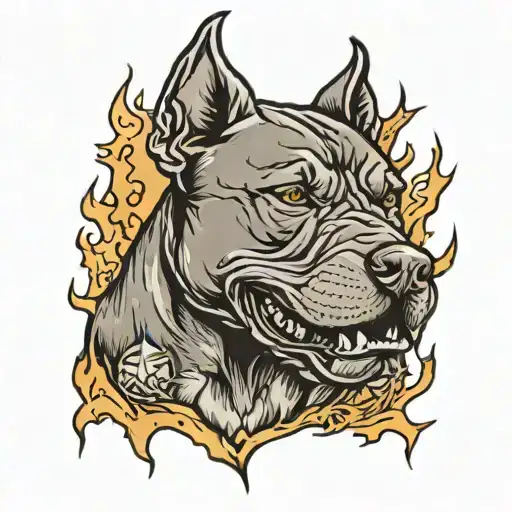 american pitbull terier, angry face, lightning bolt eyes  tattoo design idea