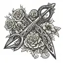 Scissors and flowers symbolizing tattoo design idea