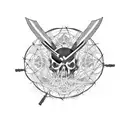 Axe surrounded by intricate barbed wire tattoo design idea