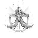 Axe surrounded by intricate barbed wire tattoo design idea