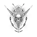 Axe surrounded by intricate barbed wire tattoo design idea