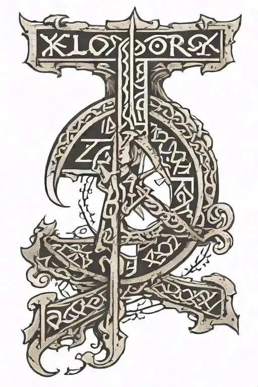 elder futhark runes forming tattoo design idea