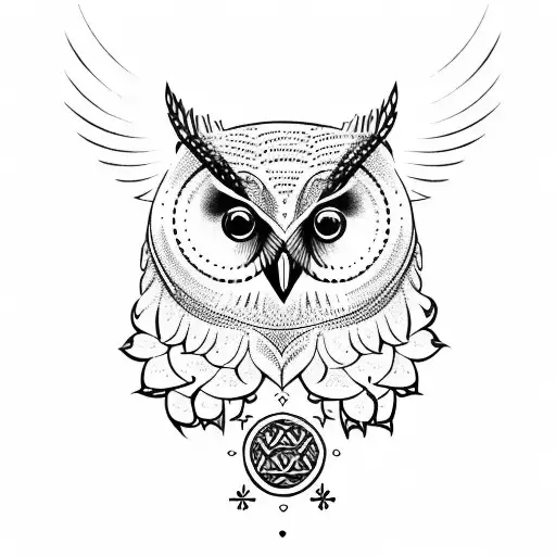 a nordic owl with vegvisir tattoo design idea