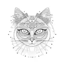 japanese cat face  tattoo design idea