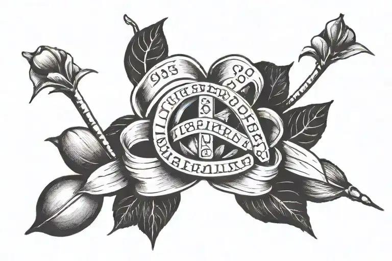 April 19, 1963 in roman numerals on top of a breast cancer awareness flag tattoo design idea