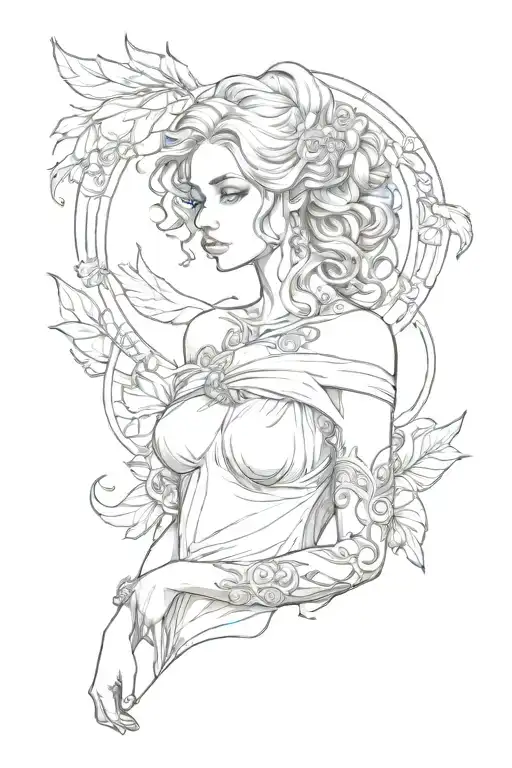 full body Aphrodite realistic sexy girl shoulder tattoo tattoo design idea