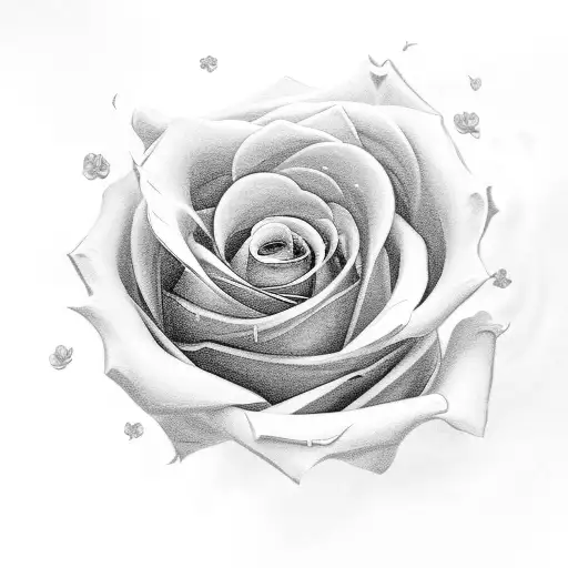 cloud with sun rays, roses and jasmine flowers underneath  tattoo design idea