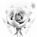 cloud with sun rays, roses and jasmine flowers underneath  tattoo design idea