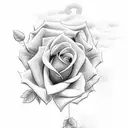 cloud with sun rays, roses and jasmine flowers underneath  tattoo design idea