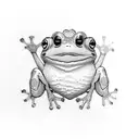 heart shaped mint green trinket box with a keroppi sticker on the top inside, with a small green glass blown frog tattoo design idea