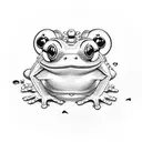 heart shaped mint green trinket box with a keroppi sticker on the top inside, with a small green glass blown frog tattoo design idea