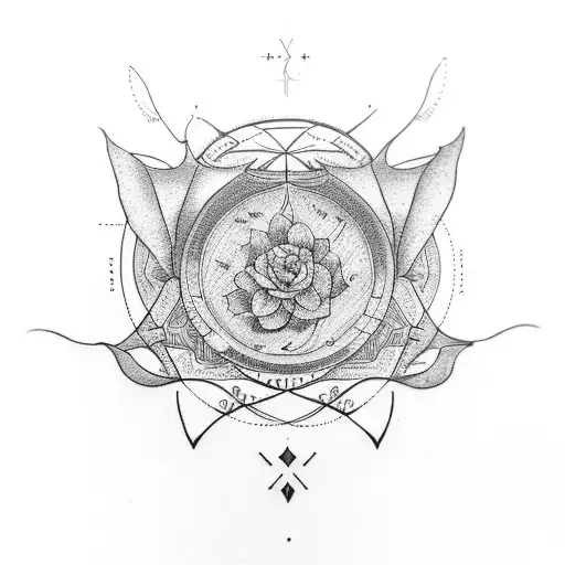 delicate botanical astrology tattoo design idea