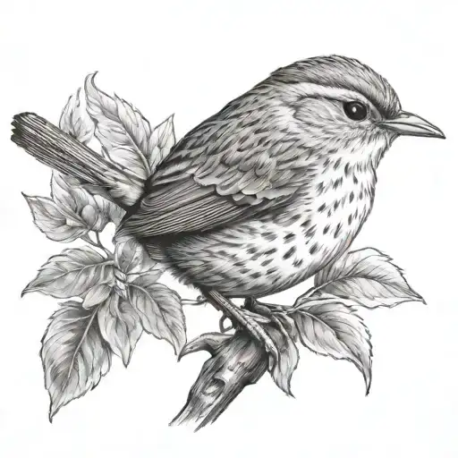 Wren bird tattoo design idea