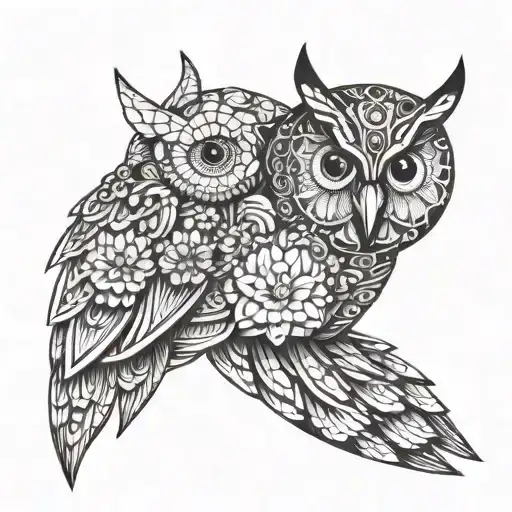 owl octopus flowers  tattoo design idea